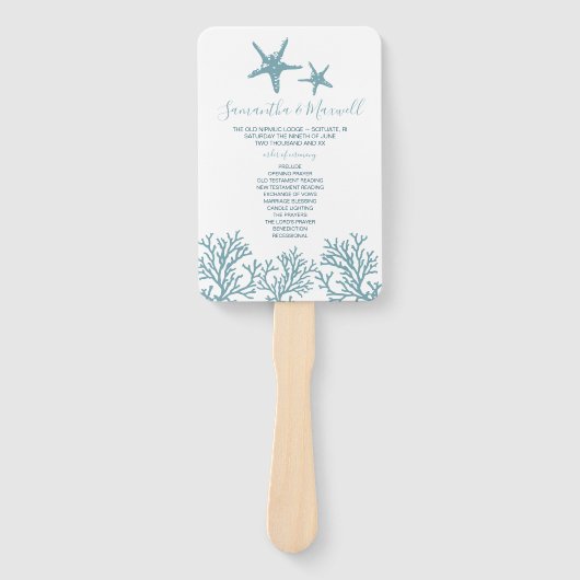 Éventail Tropical Blue Starfish Programme de mariage de cor (Devant)