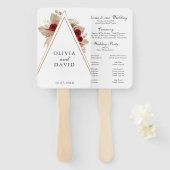 Éventail Tropical Bourgogne Rose Garden Wedding Programme (Devant et derrière)