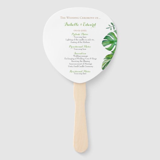 Éventail Tropical Green Monster Feuille cérémonie Mariage H (Devant)