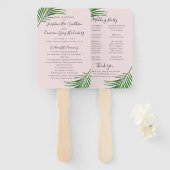 Éventail Tropical Pink Palm Feuille Beach Wedding Programme (Devant et derrière)