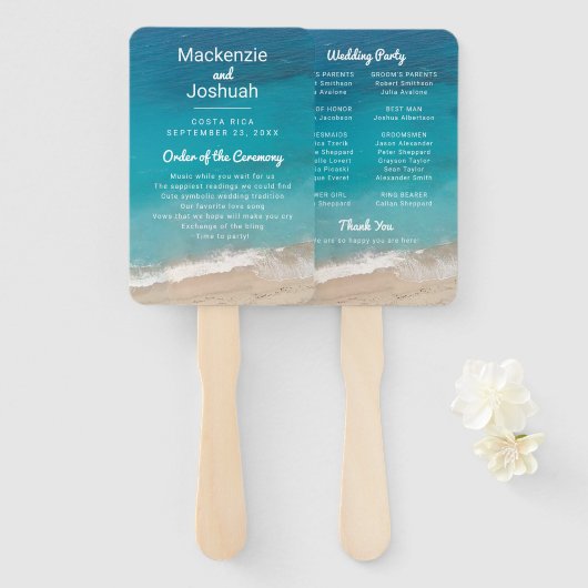 Éventail Tropical Sand Beach Shore Wedding Programme (Devant et derrière)