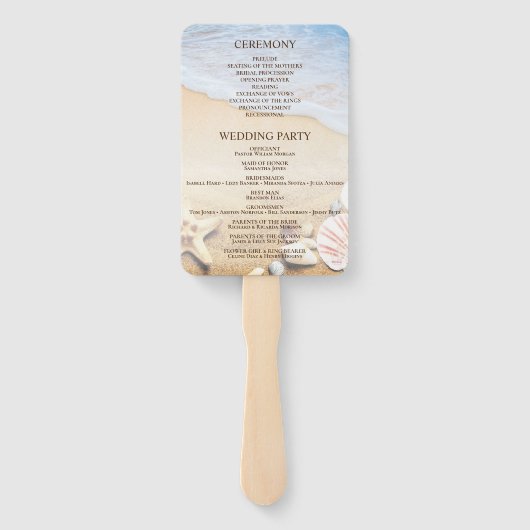 Éventail Tropical Starfish Shells Beach Wedding Programme V (Dos)
