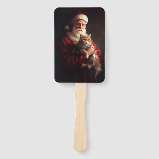 Éventail Turc Angora Chat Santa Claus Festif Noël (Devant)