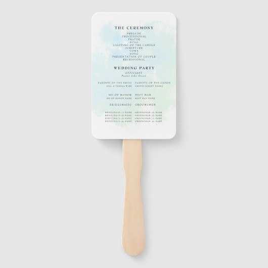 Éventail Turquoise Aquarelle Splash Wedding Programme Main (Dos)