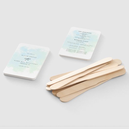 Éventail Turquoise Aquarelle Splash Wedding Programme Main (Non-assemblé)