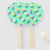 Éventail Turquoise aux fraises (Devant et derrière)