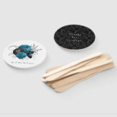 Éventail Turquoise - Turquoise Black and Silver Floral Mari (Non-assemblé)