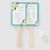 Éventail Turquoise Turquoise Floral Bouquet Programme de ma (Devant et derrière)
