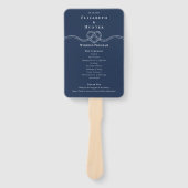 Éventail Tying The Knot Rope Heart Navy Wedding Program  (Devant)