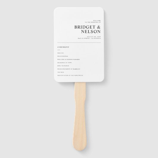 Éventail Typographie moderne élégante Programme de mariage  (Devant)