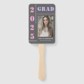 Éventail Typographie moderne Gris Photo Graduation Party (Dos)