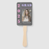 Éventail Typographie moderne Gris Photo Graduation Party (Devant)