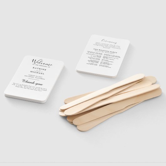 Éventail Typographie simple et élégante Programme de mariag (Non-assemblé)