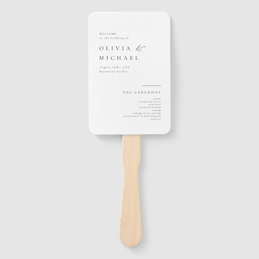 Éventail Typographie simple et élégante Programme de mariag (Devant)