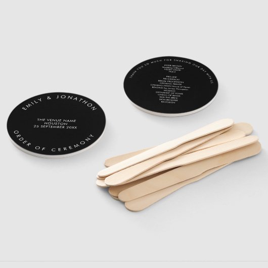 Éventail Typographie simple Texte blanc Programme de mariag (Non-assemblé)