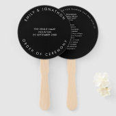 Éventail Typographie simple Texte blanc Programme de mariag (Devant et derrière)