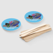 Éventail Un requin drôle en regardant la bande dessinée de  (Non-assemblé)