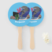 Éventail Un requin drôle en regardant la bande dessinée de  (Devant et derrière)