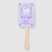 Éventail Unicorn C'Est Une Fille Violet Baby shower Personn (Devant)