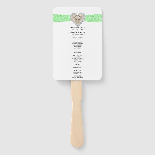 Éventail Unicorn Green Lace Wedding Programme Fans (Dos)