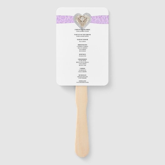 Éventail Unicorn Purple Lace Wedding Programme Fans (Dos)