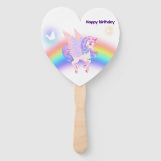 Éventail Unicorn Rainbow Birthday Invitation Set of Fans