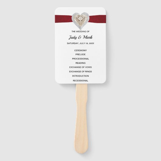 Éventail Unicorn Red Lace Wedding Programme Fans (Devant)