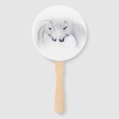 Éventail Unicornes blanches Aimer Couple (Devant)