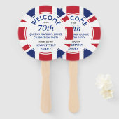 Éventail Union Jack patriotique 70e jubilé du Platine des R (Devant et derrière)