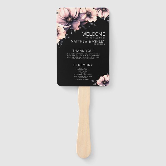 Éventail Unique Moderne Rose Floral programmes de mariage (Devant)