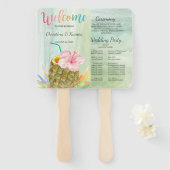 Éventail Vacances tropicales Ananas Hibiscus Mariage (Devant et derrière)