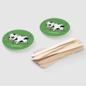 Éventail Vache mignonne en vert dessin animé sur le terrain (Non-assemblé)