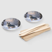 Éventail Vallhund suédois Laisser neiger Noël (Non-assemblé)