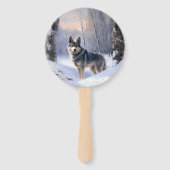 Éventail Vallhund suédois Laisser neiger Noël (Devant)