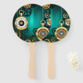 Éventail Veille bijoux Steampunk sur un Arrière - plan vert (Devant et derrière)