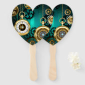 Éventail Veille bijoux Steampunk sur un Arrière - plan vert (Devant et derrière)