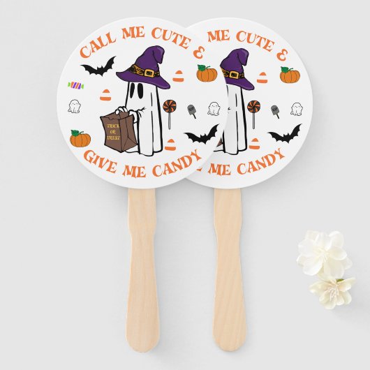 Éventail Ventilateur à main Candy Ghost (Devant et derrière)