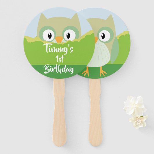 Éventail Ventilateur à main de Chouette (Devant et derrière)