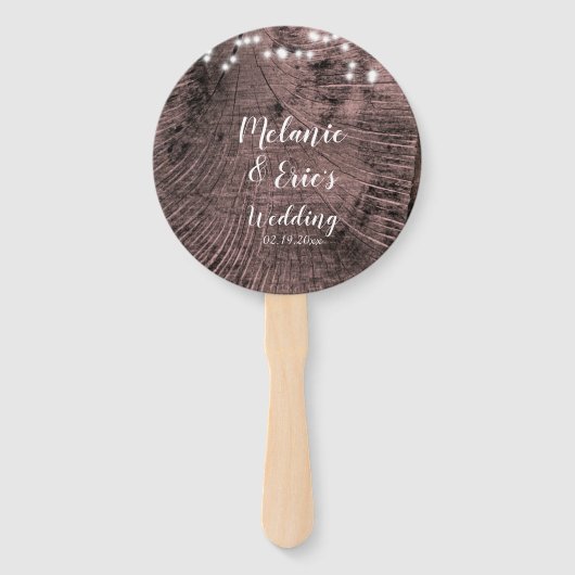 Éventail Ventilateur à main du programme de mariage rustiqu (Devant)