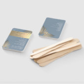 Éventail Ventilateur à main Gold et Dusty Blue Wedding Prog (Non-assemblé)