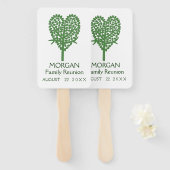 Éventail Ventilateur à main Green Heart Tree Family Reunion (Devant et derrière)