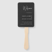 Éventail Ventilateur à main Mariage à stylo noir simple (Devant)