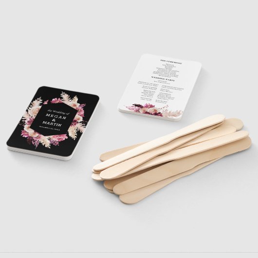 Éventail Ventilateur à main Mariage Boho Black Burgundy (Non-assemblé)