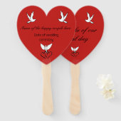 Éventail Ventilateur à main - Mariage de la Pride Rouge (Devant et derrière)