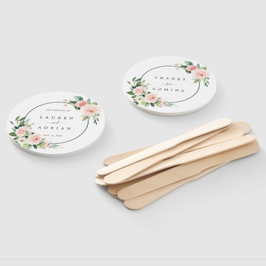 Éventail Ventilateur à main Mariage en fleur rose (Non-assemblé)