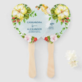 Éventail Ventilateur à main Mariage tropical Hibiscus (Devant et derrière)