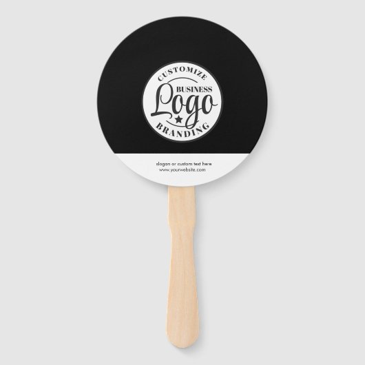 Éventail Ventilateur À Main Noir Noir Avec Logo (Dos)