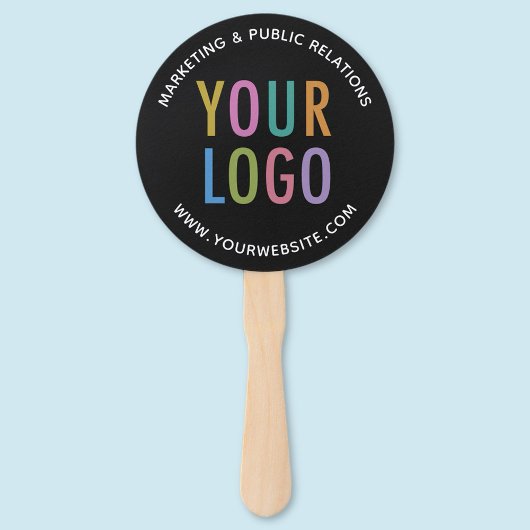 Éventail Ventilateur à main noire avec logo de l'entreprise