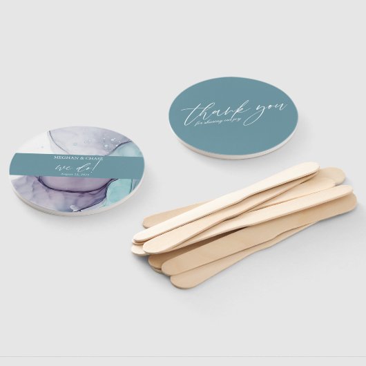 Éventail Ventilateur à main pour Mariage  à alcool Turquois (Non-assemblé)