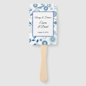 Éventail Ventilateur à pédales bleu floral (Devant)